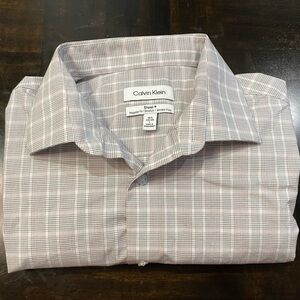 Calvin Klein Steel + Men's Large 16.5 33/35 Regular Fit Dress Shirt Stretch Used